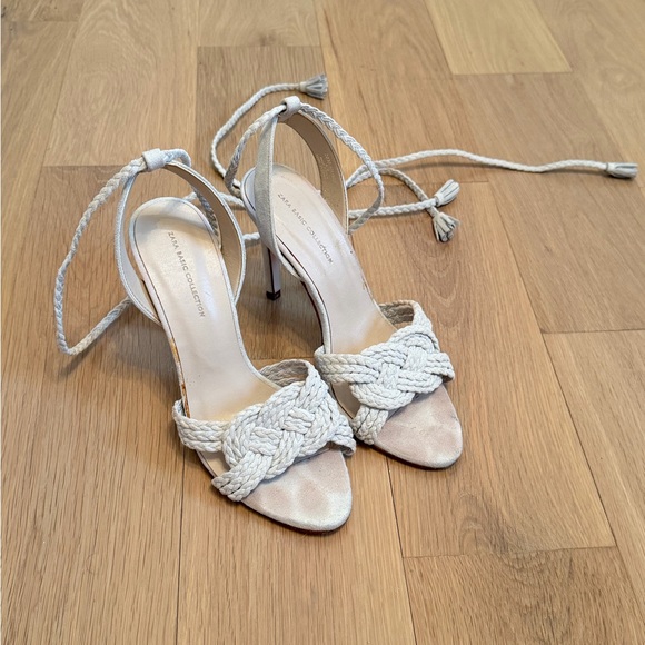 Zara Shoes - Zara Lace-Up Braided Heels – Neutral Beige Size 37 US 6.5 7